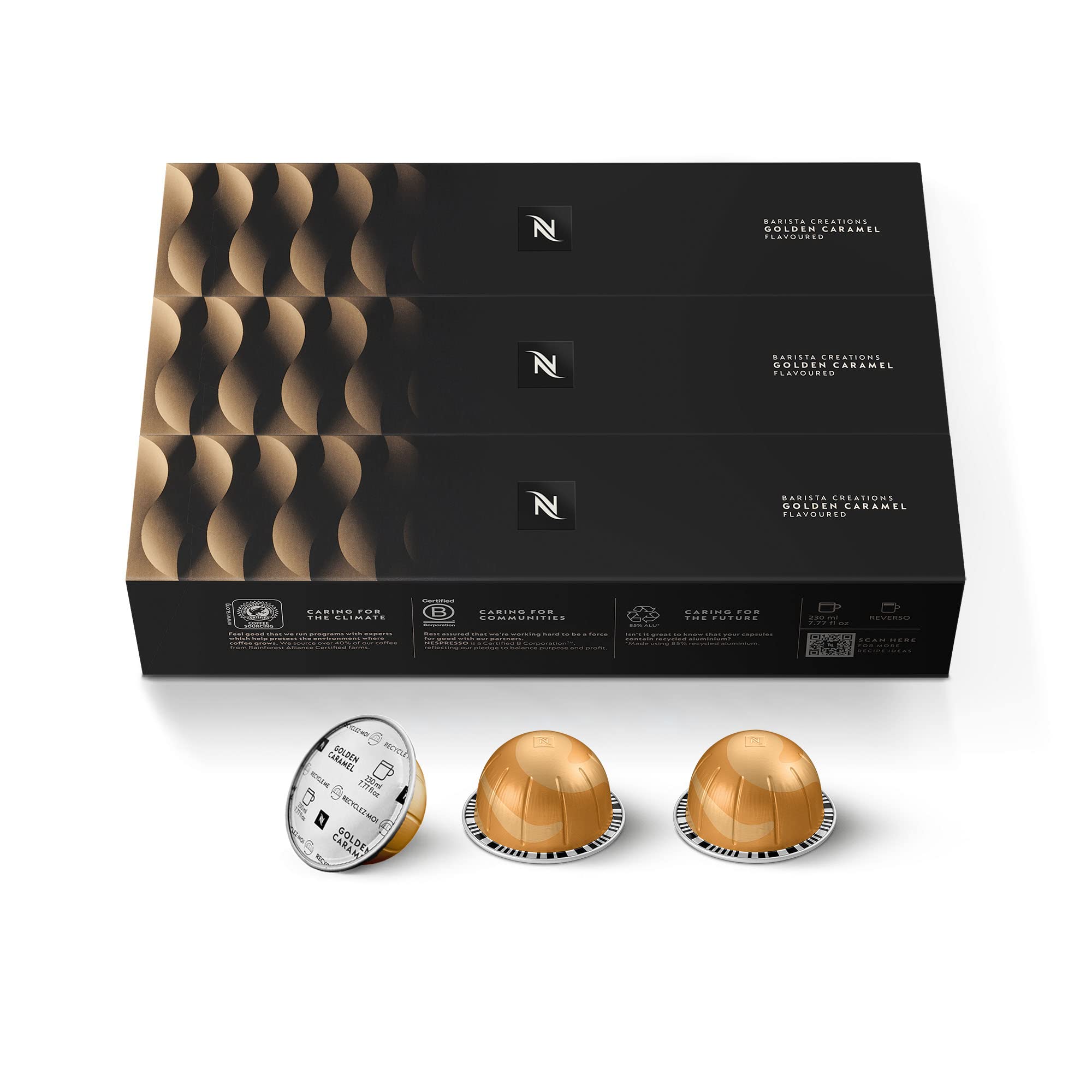 Nespresso Golden Caramel Vertuo Coffee Pods is a premium product available at best price in Pakistan at Elite Grocery Store
