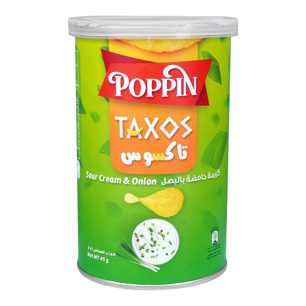 Poppin Taxos Sour Cream & Onion Potato Crisps 45g is a premium product available at best price in Pakistan at Elite Grocery Store