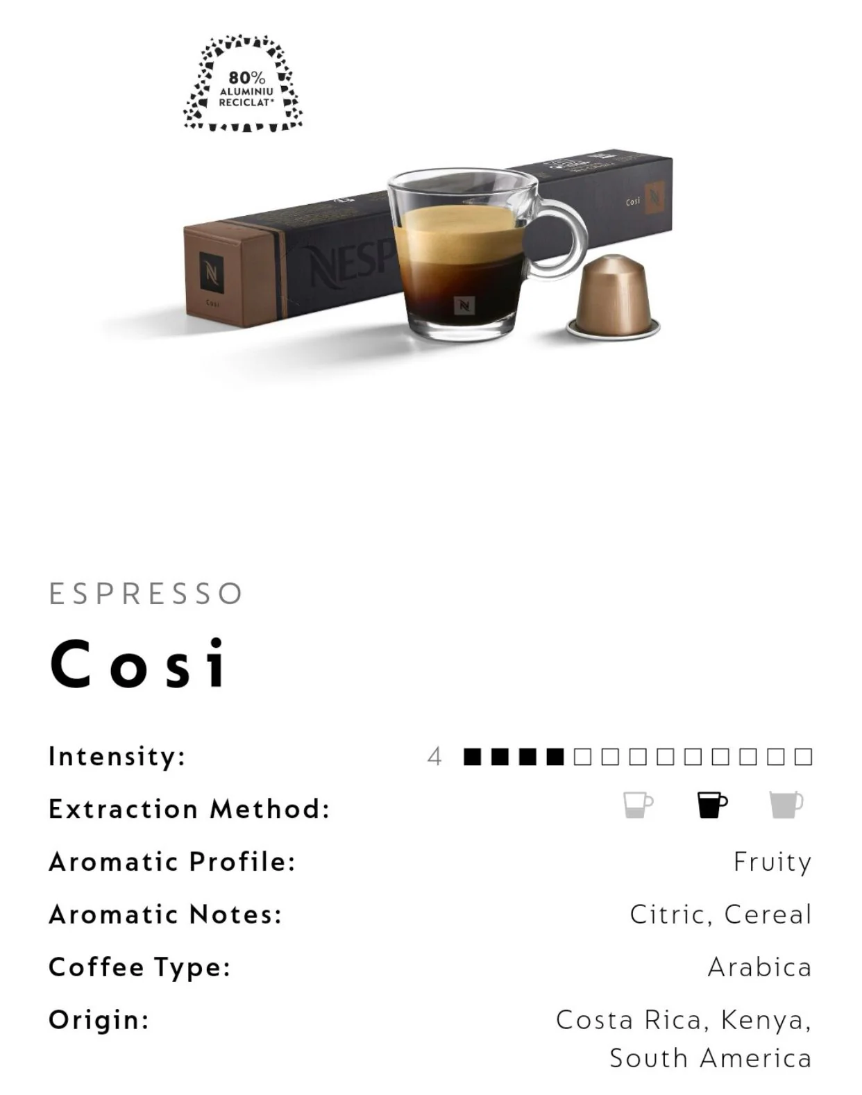Nespresso Cosi Espresso Coffee Pods