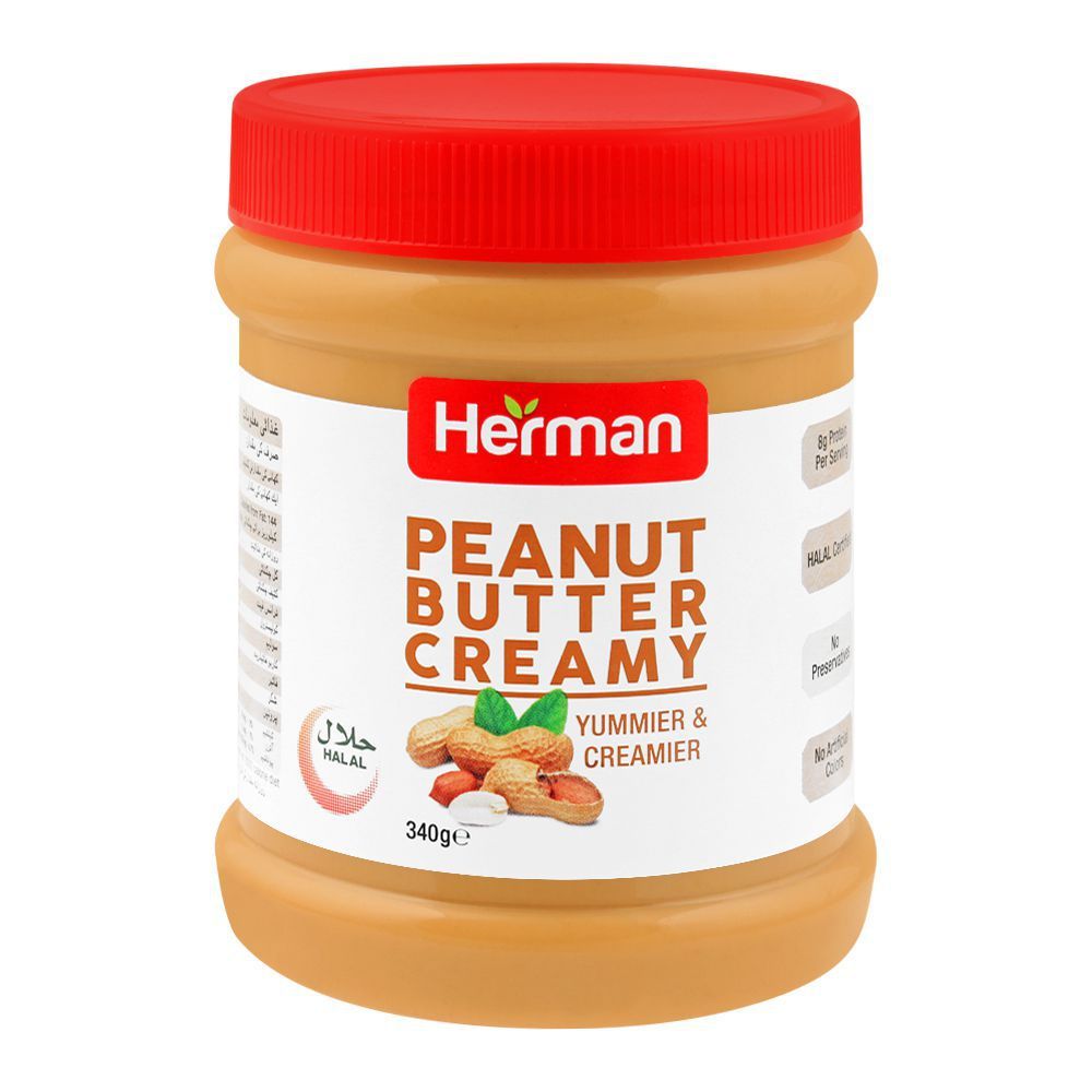 Herman Peanut Butter Creamy 340g is a premium product available at best price in Pakistan at Elite Grocery Store