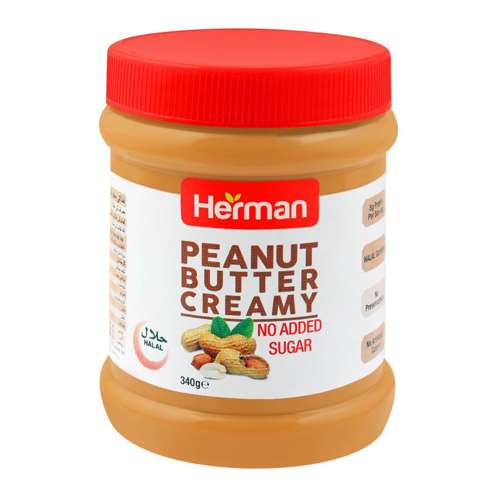 Herman Peanut Butter Creamy Sugar Free 340g is a premium product available at best price in Pakistan at Elite Grocery Store