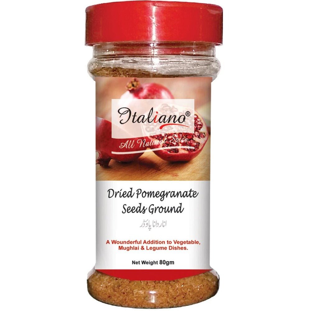 Italiano Pomegranate Seeds Dried (anardana) Powder 80gm is a premium product available at best price in Pakistan at Elite Grocery Store