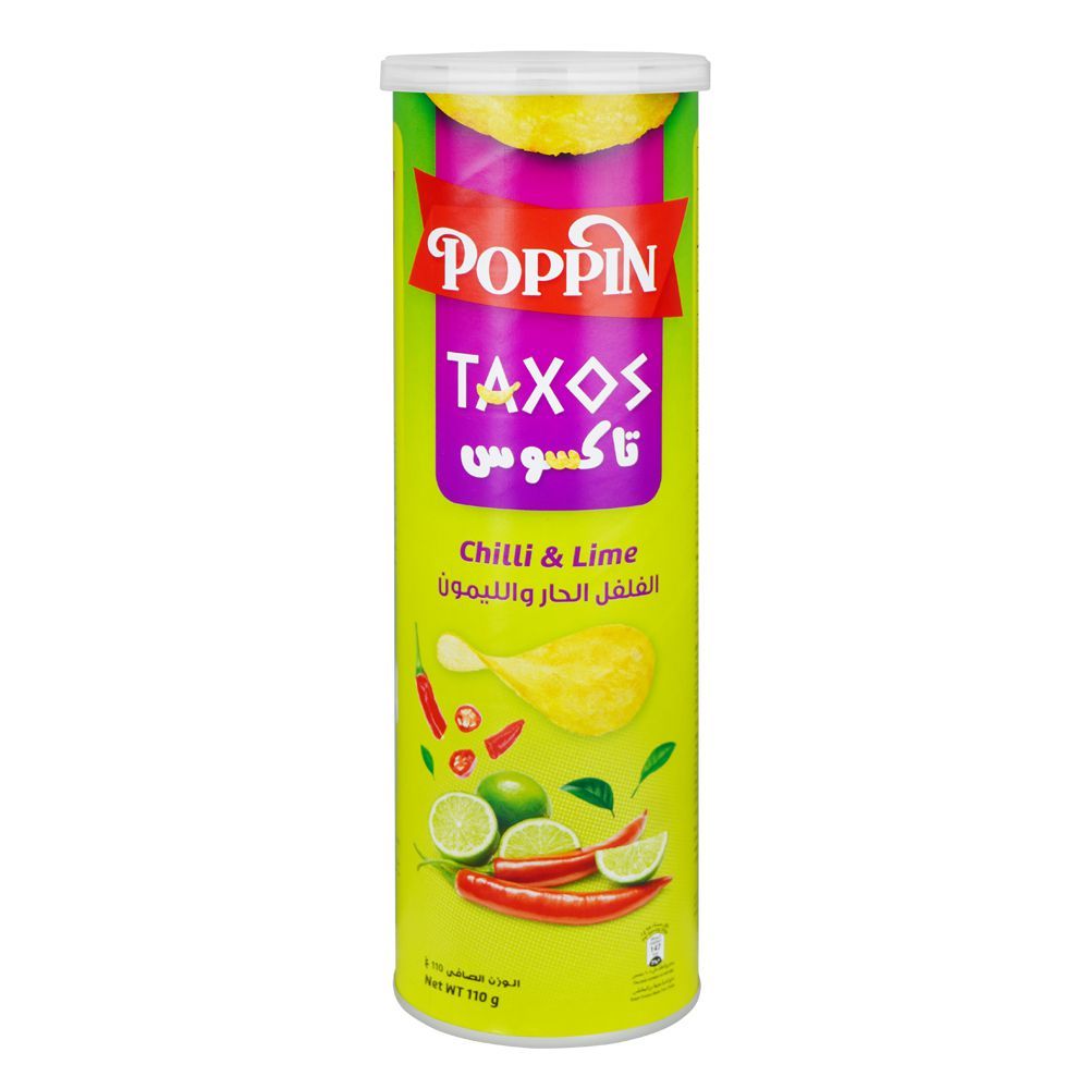 Poppin Taxos Chilli & Lime Potato Crisps 110g is a premium product available at best price in Pakistan at Elite Grocery Store
