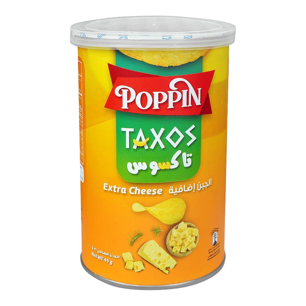 Poppin Taxos Extra Cheese Potato Crisps 45g is a premium product available at best price in Pakistan at Elite Grocery Store