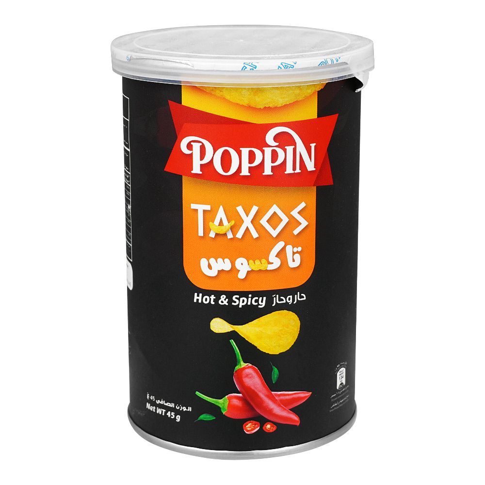 Poppin Taxos Hot & Spicy Potato Crisps 45g is a premium product available at best price in Pakistan at Elite Grocery Store